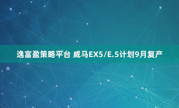 逸富盈策略平台 威马EX5/E.5计划9月复产