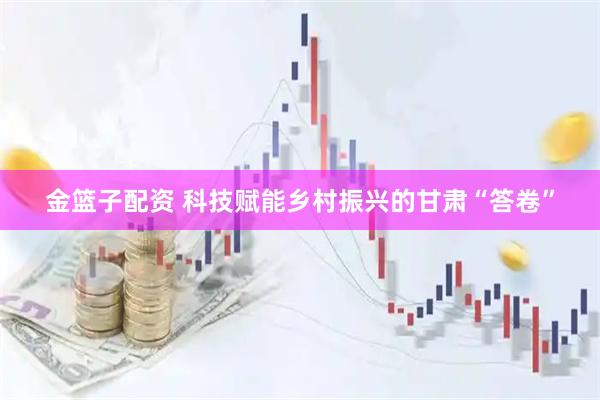 金篮子配资 科技赋能乡村振兴的甘肃“答卷”